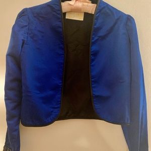 Midnight Blue Short Evening Jacket With Beaded Cu… - image 1